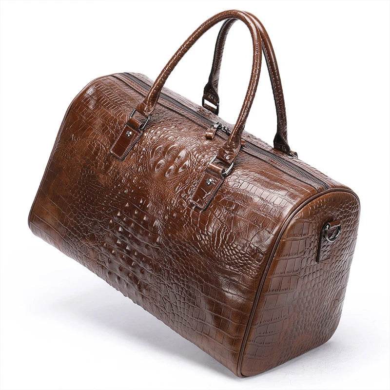 Men's Fashion Leather Travel Bag – Real Leather Overnight Duffel - VacationGrabs