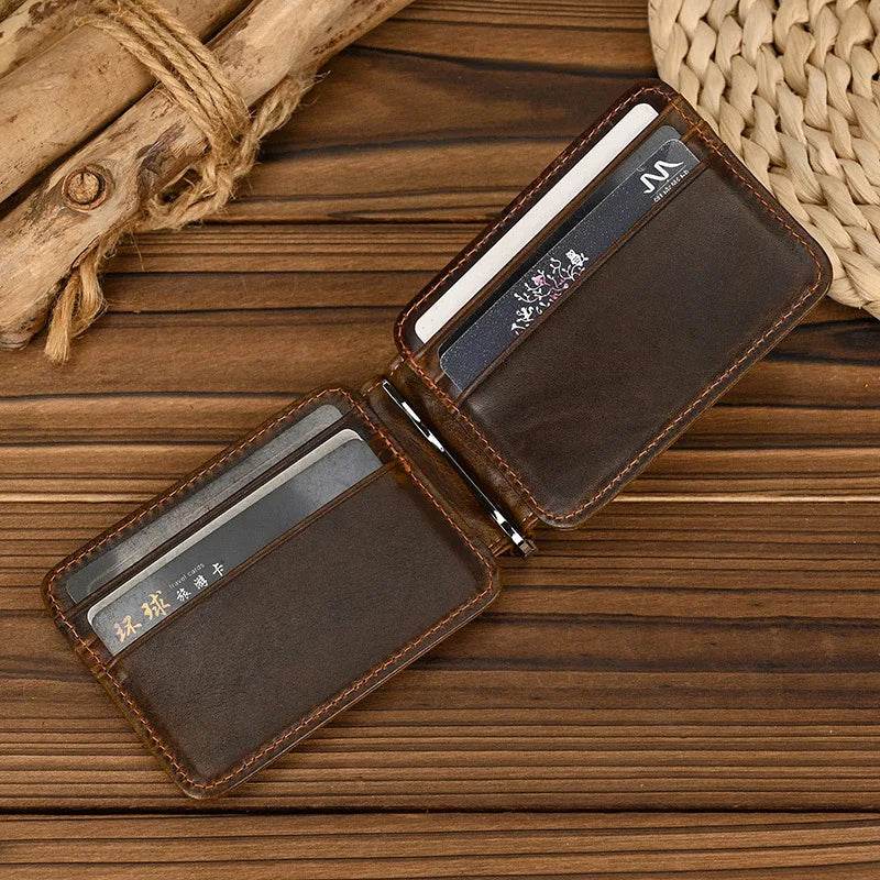 Genuine Leather Money Clip Wallet for Men & Women Card Holder - VacationGrabs