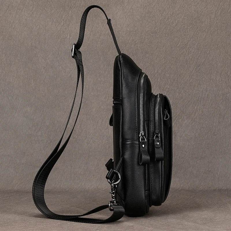 Summer Outdoor Leather Sling Chest Bag for Men - VacationGrabs