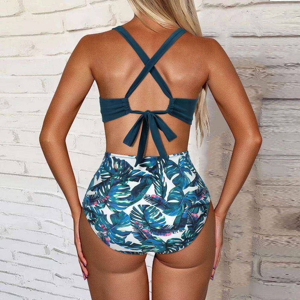 Women's Swimwear Women Backless Lace Up Deep V Neck