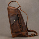 Men's Leather Chest Bag Retro Single Shoulder Crossbody Bag - VacationGrabs