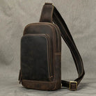 Thick Leather Chest Bag Real Cowhide Small Crossbody Sling Bag Men - VacationGrabs