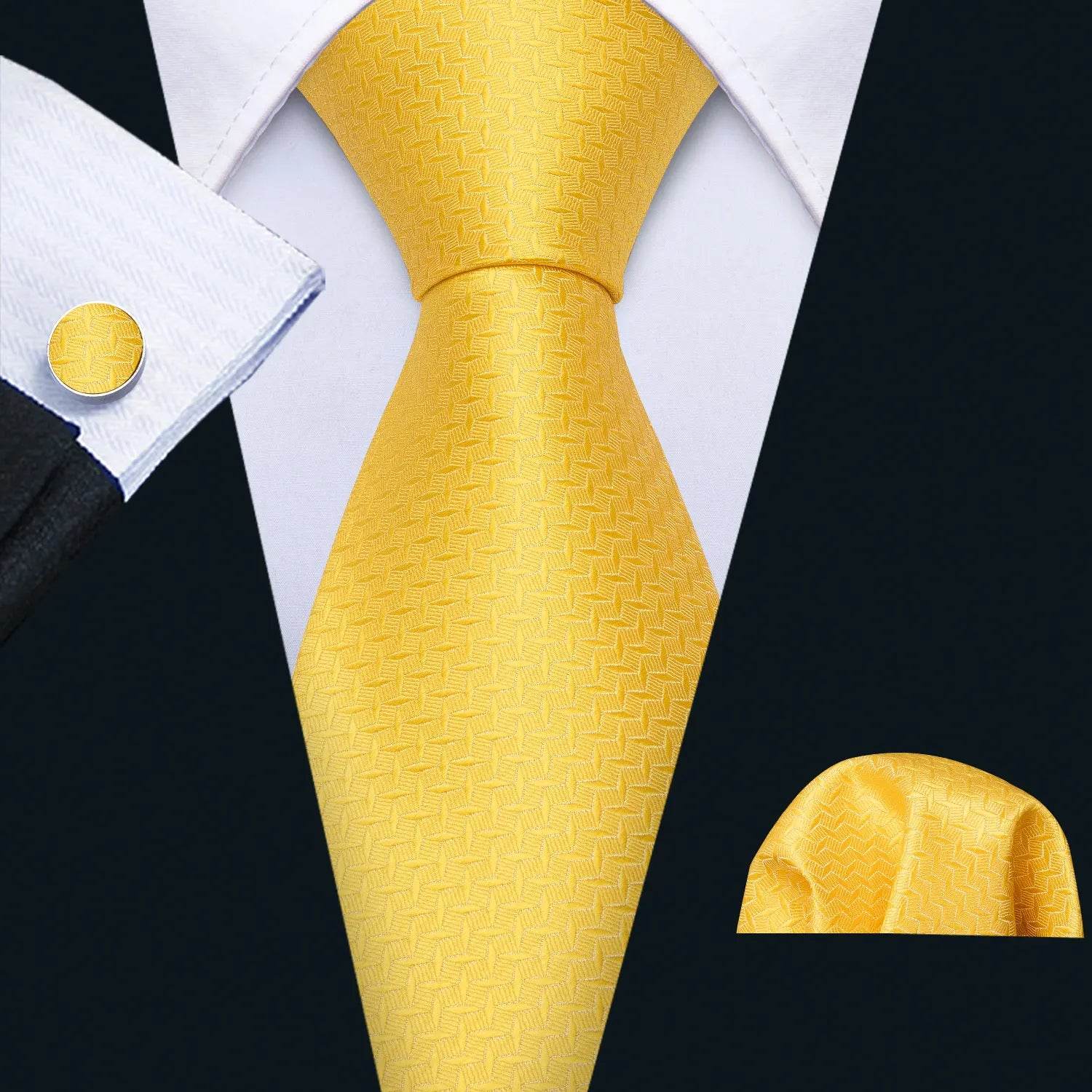 Gold & Beige Silk Tie Set for Men - VacationGrabs