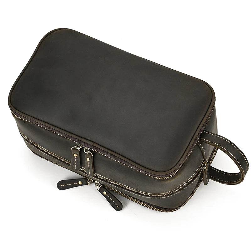 Leather Cosmetic Bag Toiletries Organizer Luxury Clutch for Men & Women - VacationGrabs
