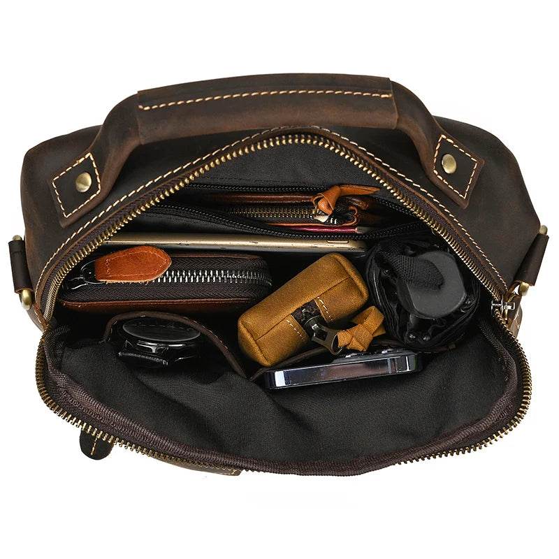 Retro Fashion Men’s Leather Handbag Genuine Shoulder Sling Bag - VacationGrabs