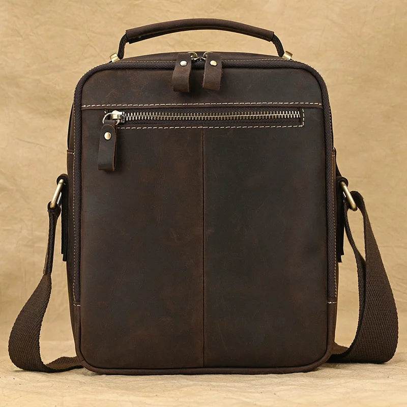 Vintage Leather Shoulder Bag – Men's Crossbody Messenger Bag - VacationGrabs