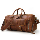 Genuine Leather Travel Duffel Bag High-Capacity wShoe Compartment - VacationGrabs