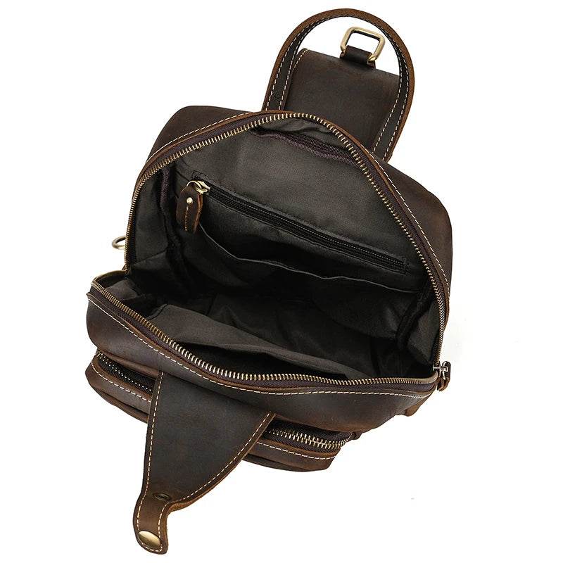 Large Capacity Leather Chest Bag Crossbody Sling Bag for Men - VacationGrabs