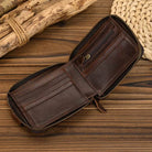 Genuine Leather Short Wallet for Men & Women 2-Fold Coin Purse - VacationGrabs