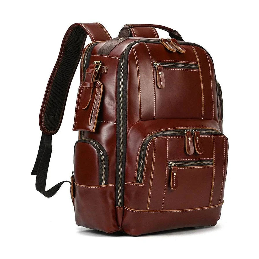 Men's Leather Backpack Retro Fashion Travel School Daypack Bag - VacationGrabs
