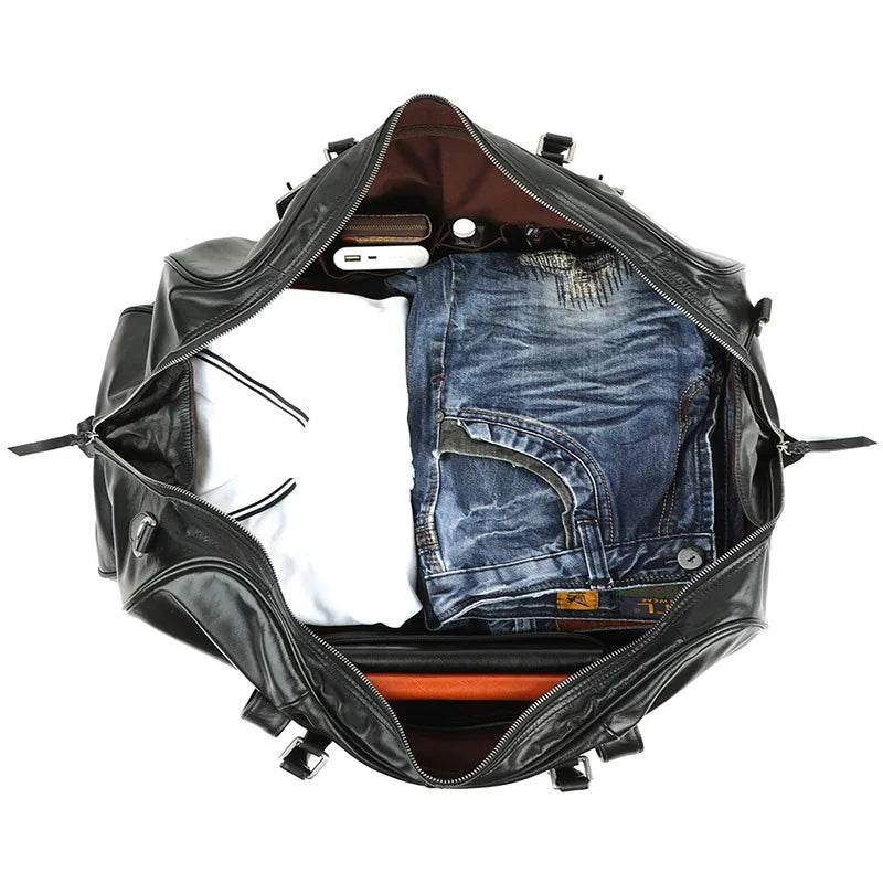 Trendy Men's Leather Duffel – Large Sports Gym Carry-on Bag - VacationGrabs