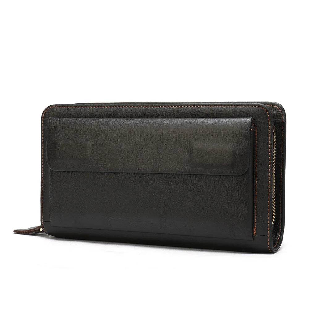 Soft Genuine Leather Clutch Wallet Men’s Long Wallet for Cash & Cards - VacationGrabs