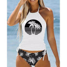 Women's Bathing Suit Drawstring Side Halter Neck Tankini - VacationGrabs