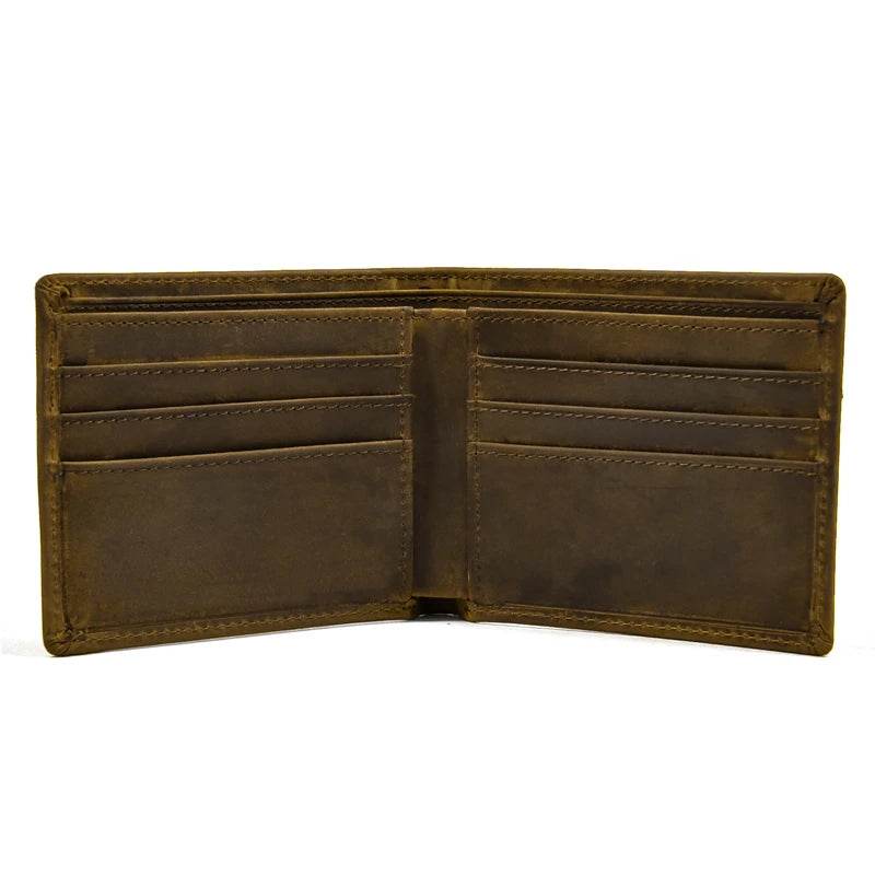 Luxury Bifold Leather Wallet for Men Slim Purse Cowhide with Coins Pocket - VacationGrabs
