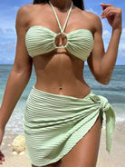 Women's Pretty Bikini Three-Piece Halter Split Swimsuit - VacationGrabs