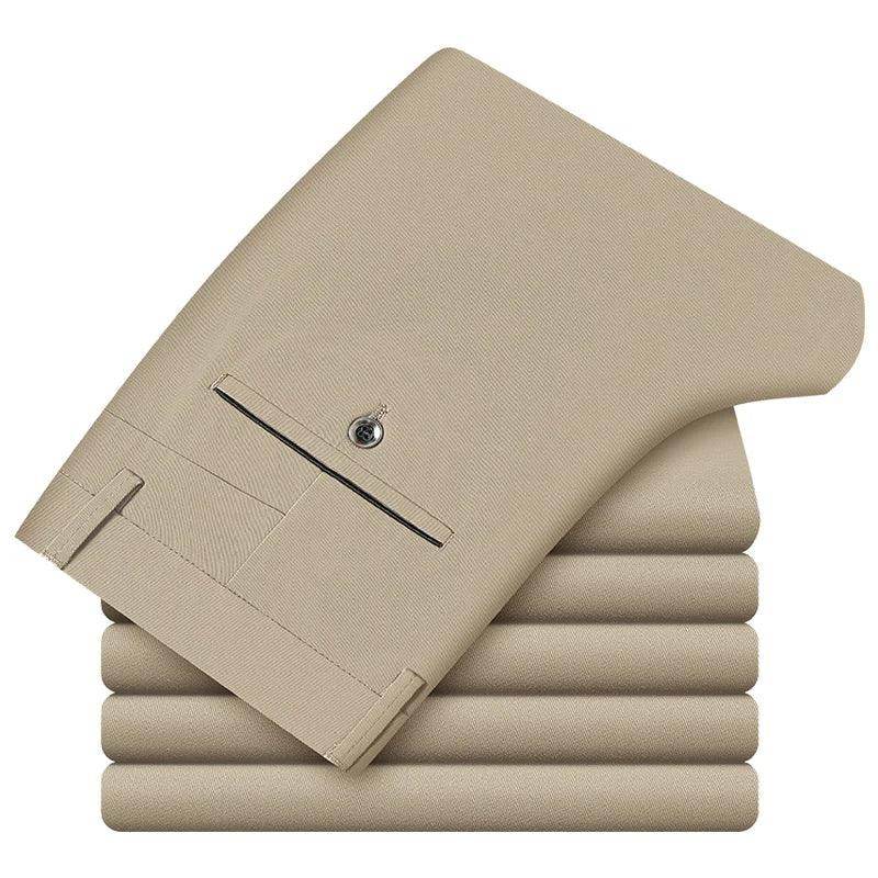 Men’s Casual Cotton Straight Leg Pants Part Elastic Waist 4 - VacationGrabs