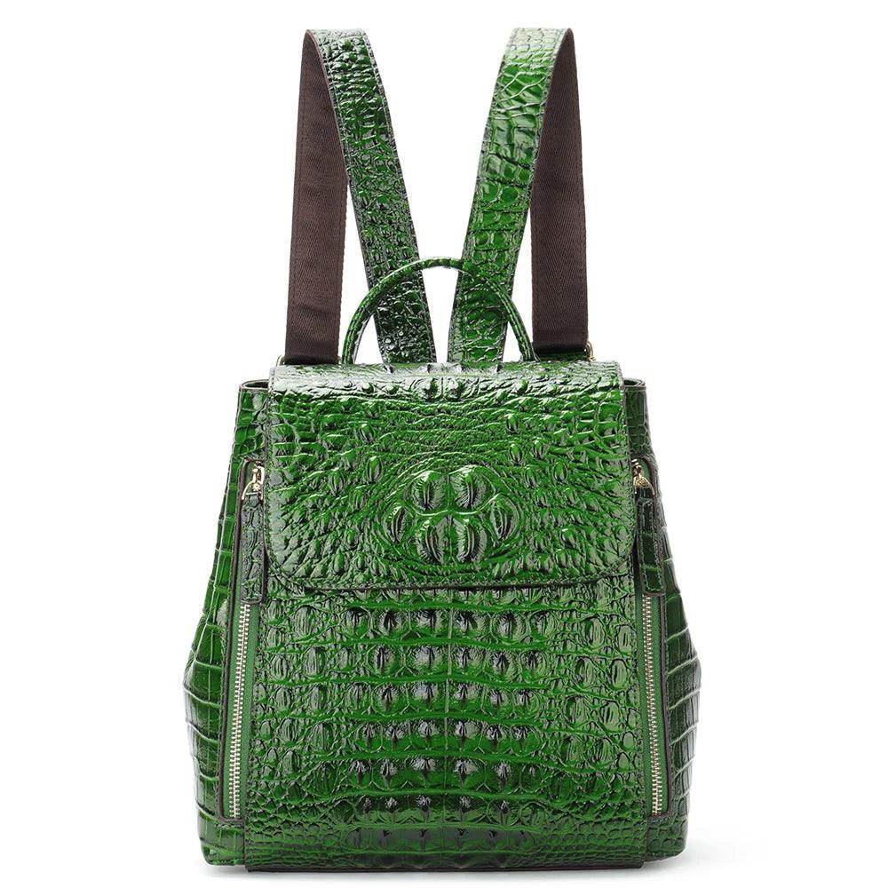 Textured Crocodile Pattern Leather Daypacks for Women 5 - VacationGrabs
