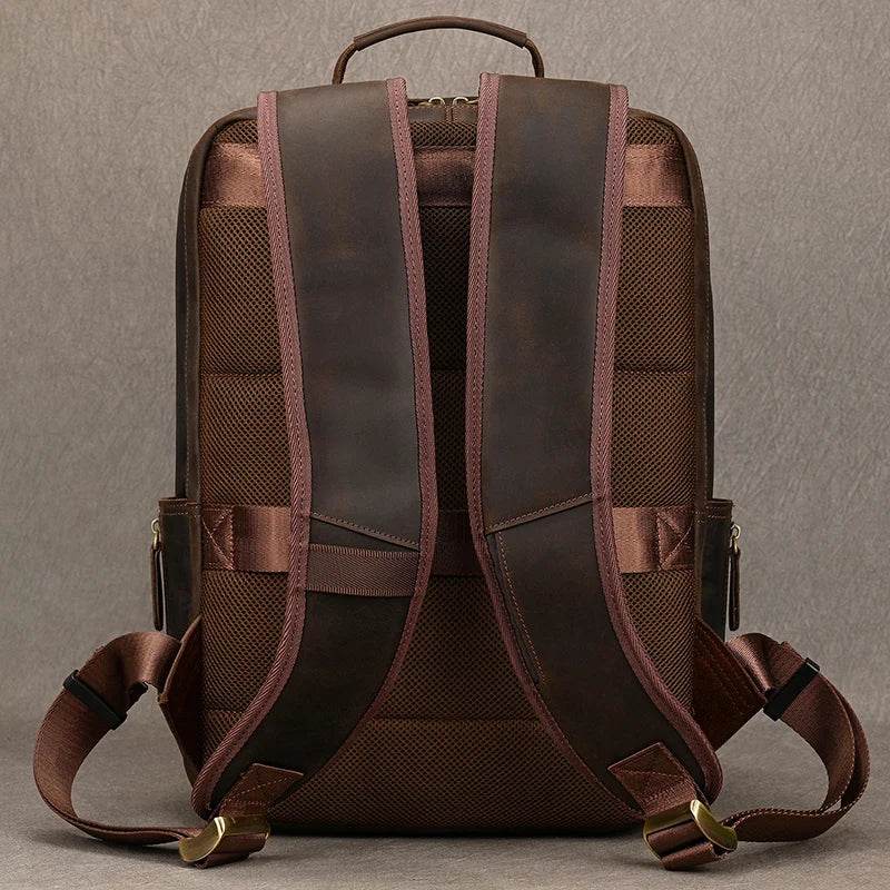 Multifunctional Leather Laptop Backpack for Men Teenager Travel - VacationGrabs