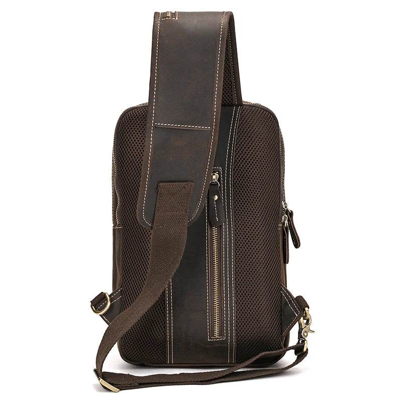 High-Capacity Leather Chest Bag Crossbody Sling Bag for Men - VacationGrabs