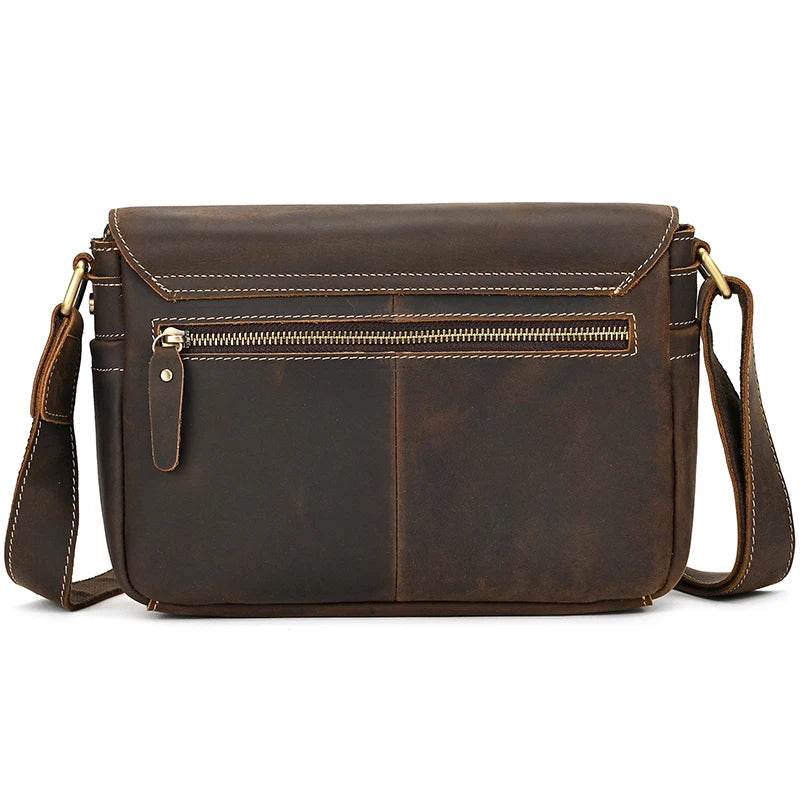 Cowhide Men’s Crossbody Bag Vintage Leather School Messenger Bag - VacationGrabs