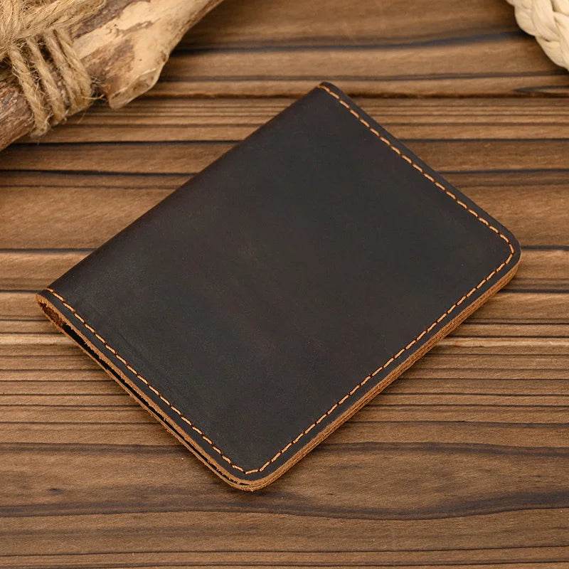 Men’s Simple Design Small Wallet Genuine Leather Short Purse - VacationGrabs