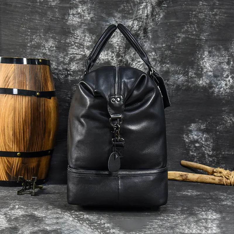 Genuine Leather Luggage Duffle Bags for Men and Women Weekend Bag - VacationGrabs