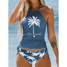 Women's Swimwear - 2PC Women's Bathing Suit Drawstring Side Halter Neck Tankini Set Beach Wear