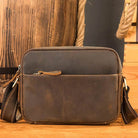 Men's Crazy Horse Leather Crossbody Bag – Retro Messenger Sling - VacationGrabs
