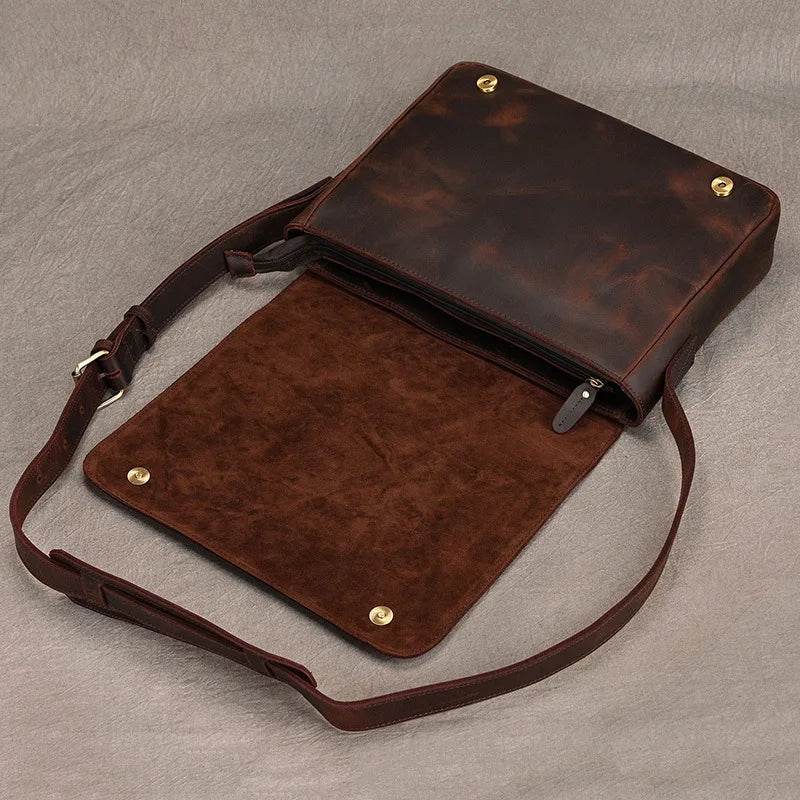 Men's Leather Crossbody Bag – High Quality Crazy Horse School Bag - VacationGrabs