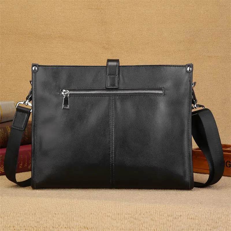 Men's Cow Leather Shoulder Bag A4 Briefcase Business Crossbody - VacationGrabs