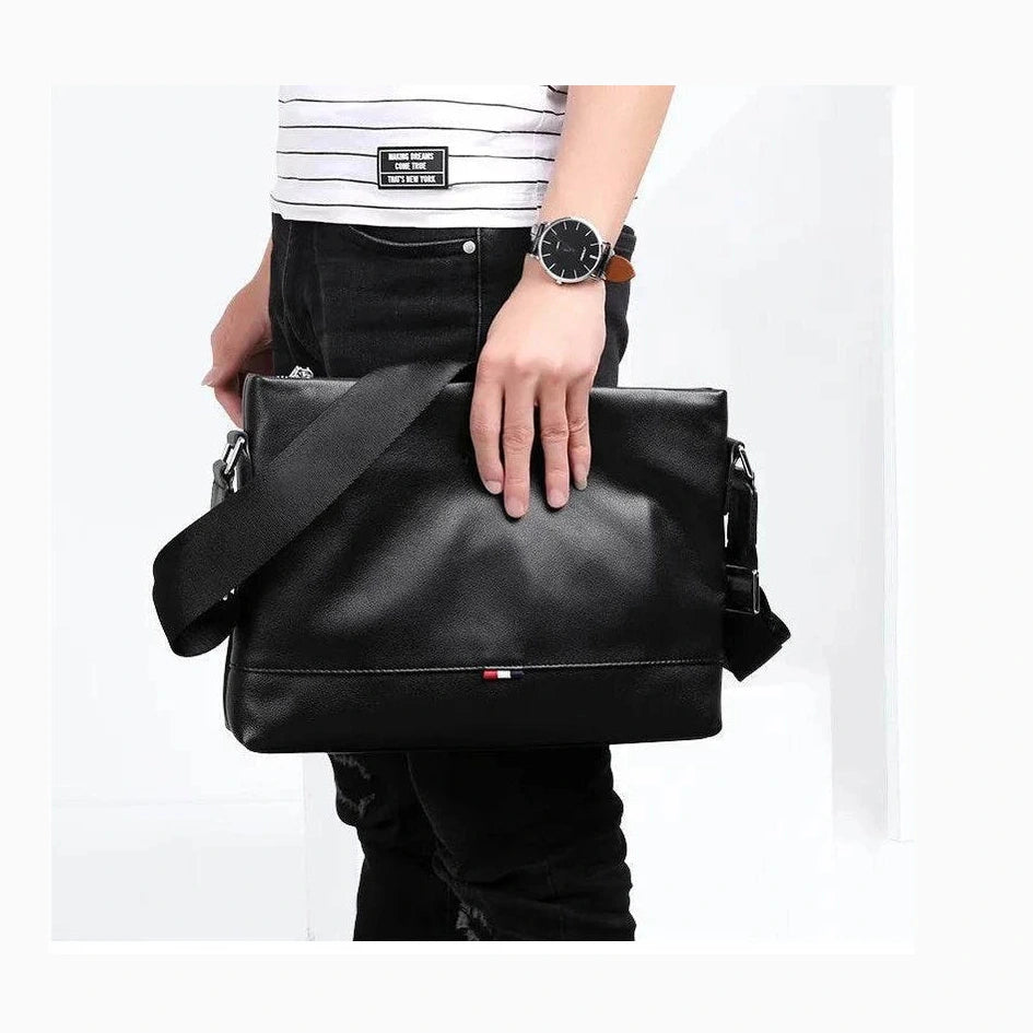 Thick Genuine Leather Shoulder Messenger Bag Anti-Theft - VacationGrabs