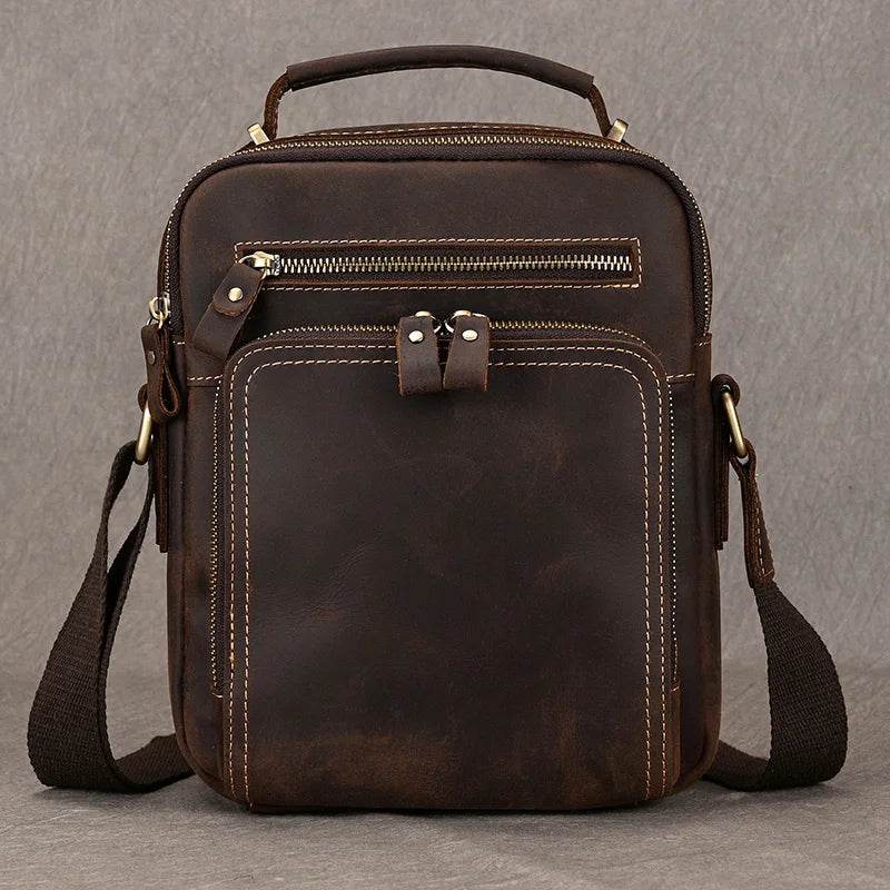 High-Quality Genuine Leather Men’s Crossbody Bag Vintage Sling Bag - VacationGrabs
