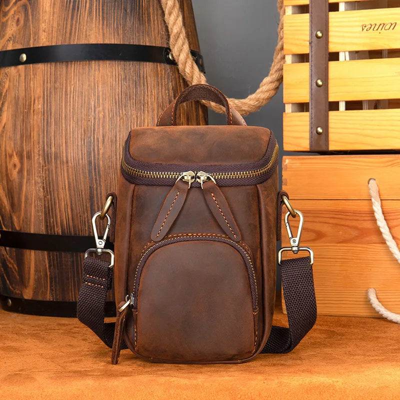 Unique Style Leather Shoulder Crossbody Bag Men's Vintage Phone Pouch - VacationGrabs