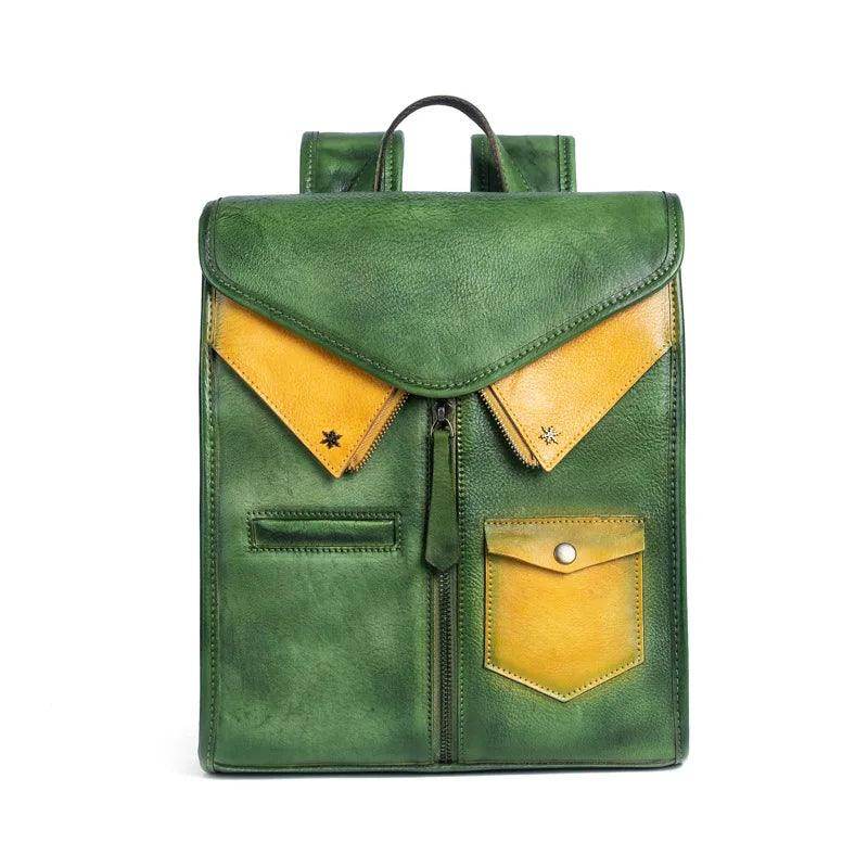 Colorful Vintage Genuine Leather Backpacks Women Travel - VacationGrabs