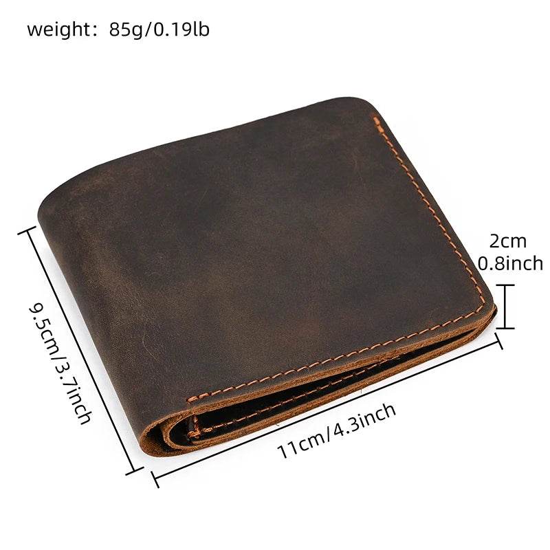 Retro Leather Wallet Genuine Cowhide Short Coin Purse Bifold Wallet for Men - VacationGrabs