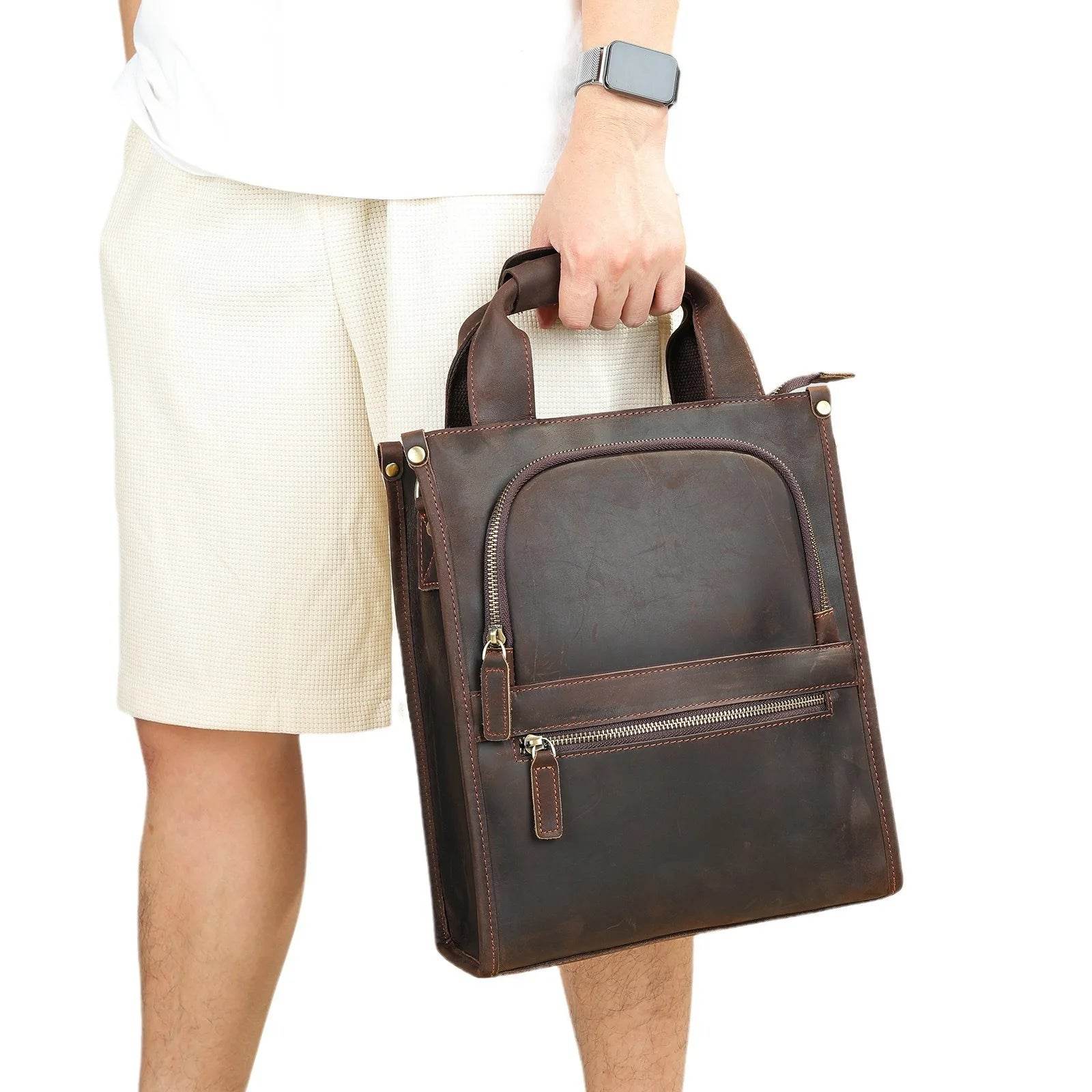 High-Quality Men’s Leather Shoulder Bag Crossbody Business Tote - VacationGrabs