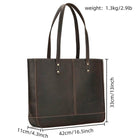 Genuine Leather Business Tote for Women with Makeup Bag Combo - VacationGrabs
