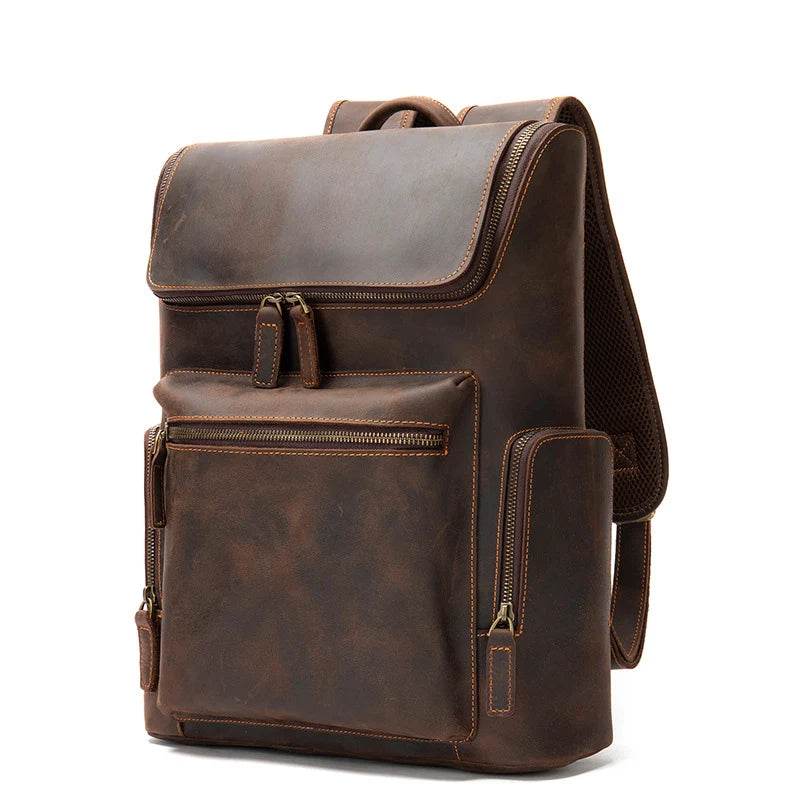 Men's Genuine Leather Travel Laptop Backpack Designer Bag - VacationGrabs