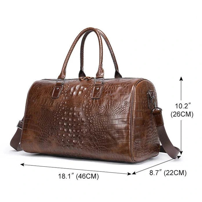 Men's Fashion Leather Travel Bag – Real Leather Overnight Duffel - VacationGrabs