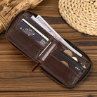 Genuine Leather Short Wallet for Men & Women 2-Fold Coin Purse - VacationGrabs