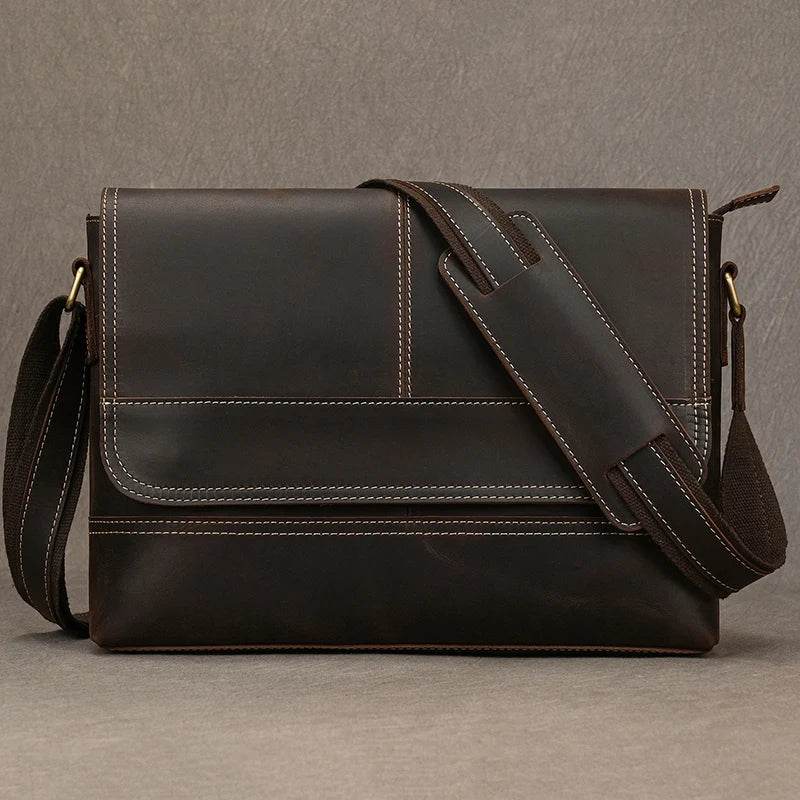 Luxury Designer Men's Messenger Bag – Genuine Leather Crossbody - VacationGrabs