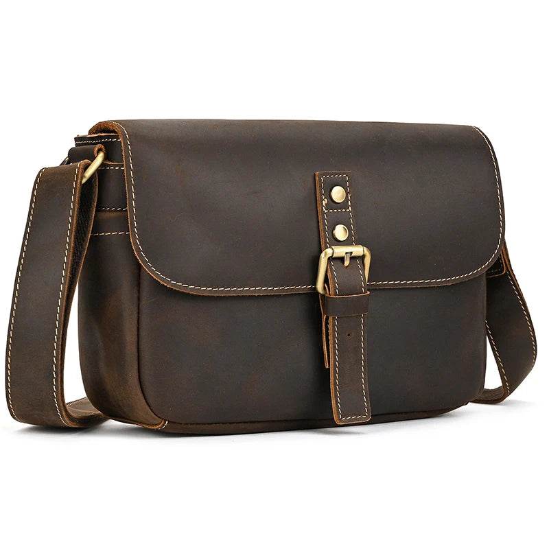 Cowhide Men’s Crossbody Bag Vintage Leather School Messenger Bag - VacationGrabs