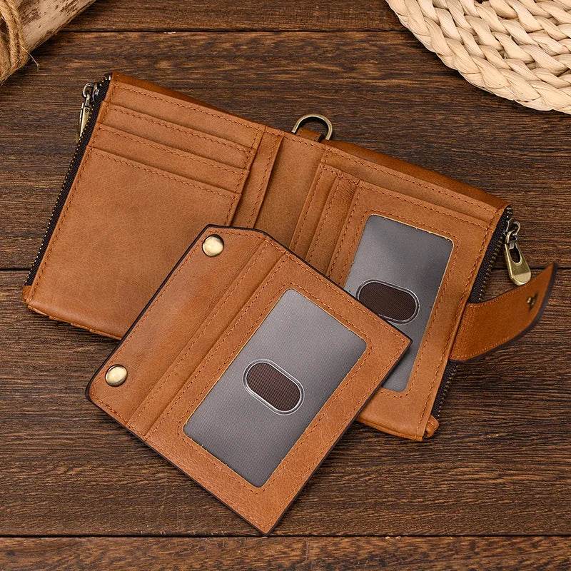 Men’s Leather Wallet with Coin Bag Clip Purse for Cards & Coins - VacationGrabs