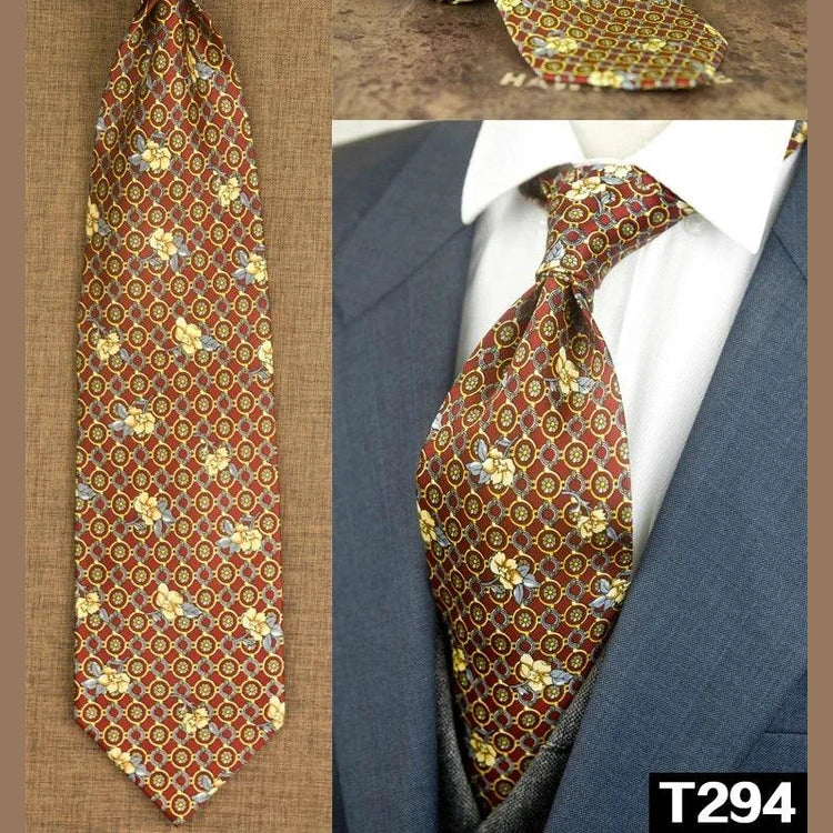 Classic Multicolor Silk Ties: Geometric & Floral Designs - VacationGrabs