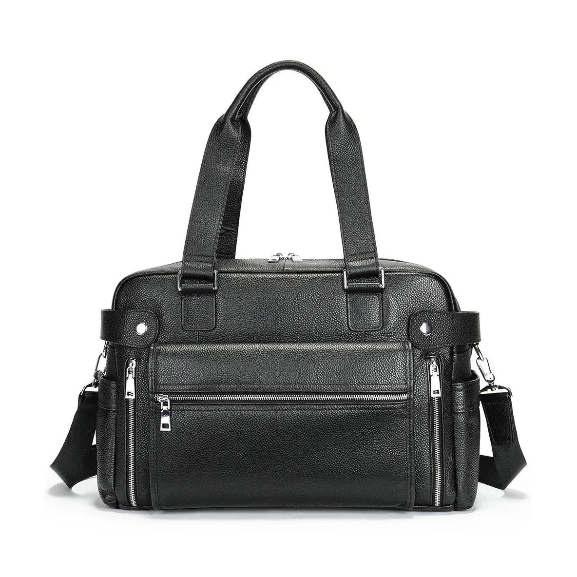 Men's Business Briefcase Leather Travel Tote Bag - VacationGrabs