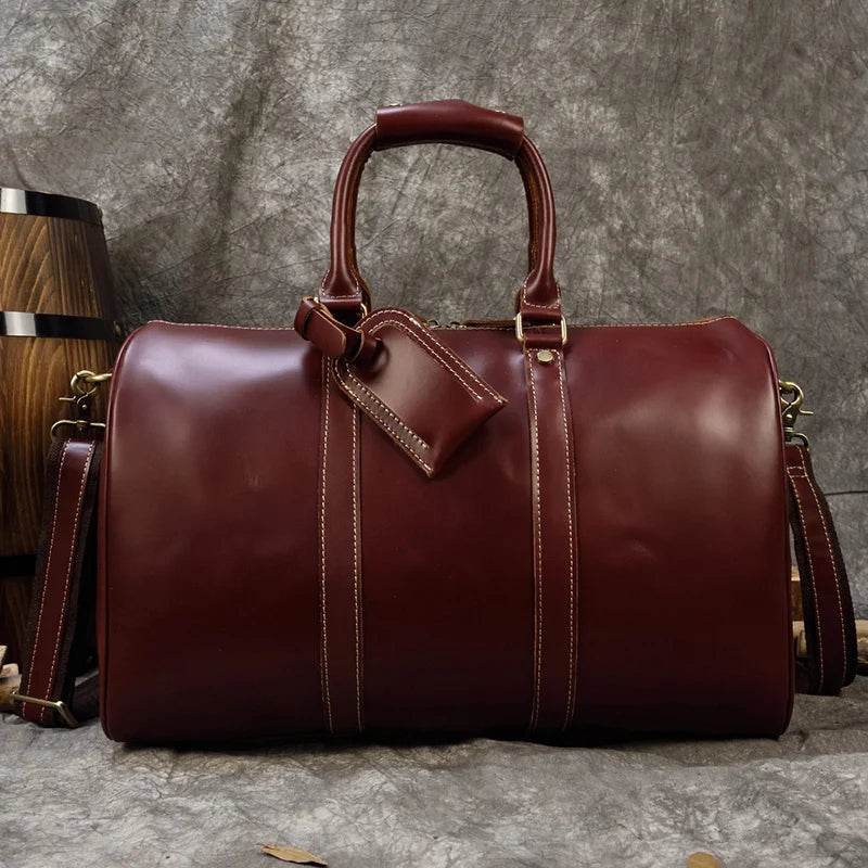 True Leather Weekender Duffle Bag Large Travel Men’s Luggage - VacationGrabs