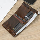 Genuine Leather Short Wallet for Men Bifold Coin Holder Card Purse - VacationGrabs