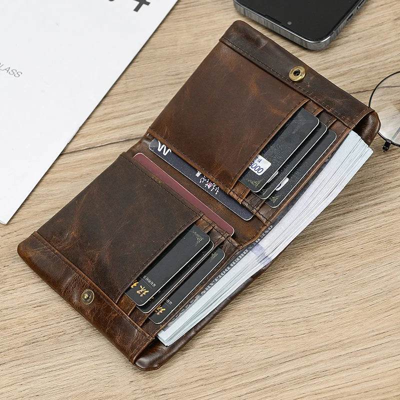 Genuine Leather Short Wallet for Men Bifold Coin Holder Card Purse - VacationGrabs