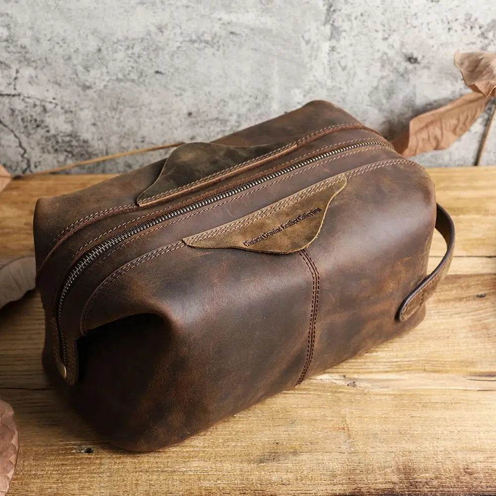 Premium Genuine Leather Travel Toiletry Bag - VacationGrabs