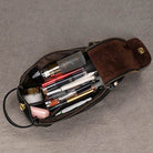Black Genuine Leather Cosmetic & Storage Bag for Men & Women - VacationGrabs